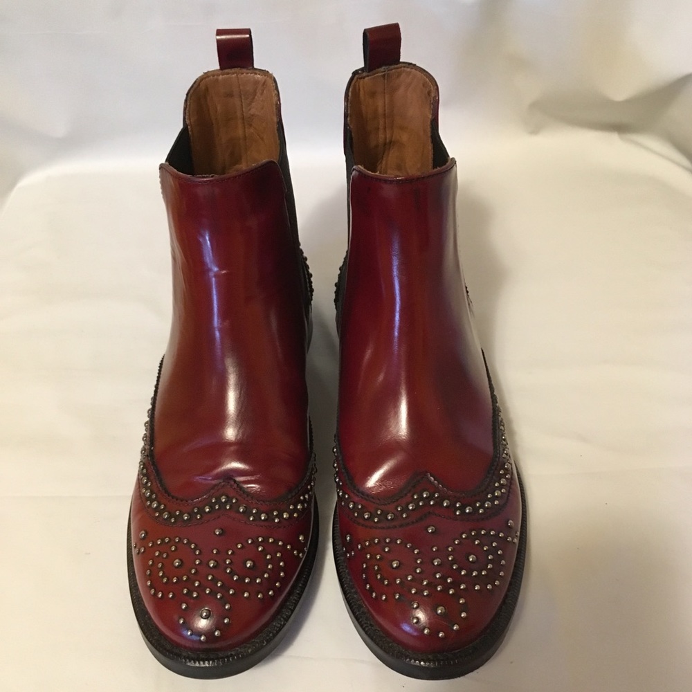 Porta Mento studded wingtip boots oxblood